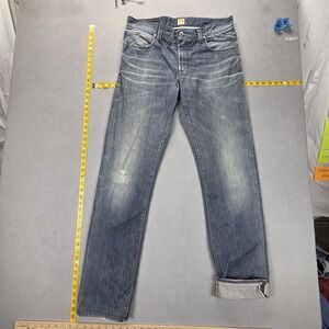 Boss Orange Jeans Mens Blue Selvedge Straight Whiskers Honeycomb Fits 34x36